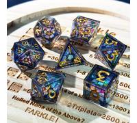 TEMU Juego de dados de resina de capa, 7 piezas/ colorido y números dorados/dados poliédricos/ para /Dnd//Juegos /Rpg/D20 D12 D10 D100(00-90) D8 D6 D4/Halloween/Navidad/Regalos para fiestas