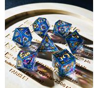 TEMU Juego de Dados de Resina de Dos Capas 7pcs/ Dados Afilados para DND/ Juegos / RPG/ Dados Poliédricos de Resina Hechos a