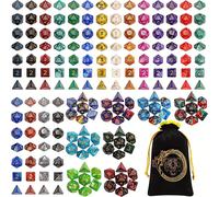TEMU Juego de Dados DND - 26 X 7 Dados Poliédricos (182pcs) con Bolsa Grande con Cordón, Ideal para Dungeons & Dragons, Juegos de Mesa , Regalos de Navidad, Halloween, Acción de Gracias