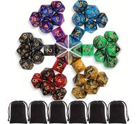 TEMU Juego de Dados DND - 42pcs de Dados Poliédricos 6 X 7 con 6 Bolsas con Cordón, Adecuado para Dungeons & Dragons, RPG, MTG, Juegos de Mesa