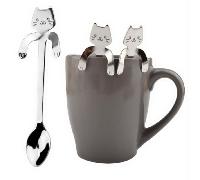 TEMU Juego de de Acero Inoxidable con Forma de Gato - Perfectas para Café, Postres y Helado | Vajilla de Cocina Duradera para Fiestas y Días Festivos
