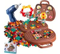 TEMU Juego de de herramientas de 203 piezas con un oso y una taladro, diseñado para un juego 2D y 3D, ideal como regalo para niños de 3 a 12 años, para niños como para niñas