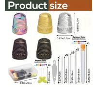 TEMU Juego de de Metal y Kit de Agujas de Costura con Ojo Grande, Protector de Dedo para Coser, con Enhebrador de Agujas, Contenedor de Almacenamiento de Agujas, de Plástico, para Costura Manual DIY