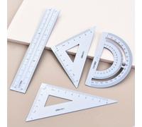 TEMU Juego de dibujo de aleación de aluminio de 15 cm, regla triangular y transportador duraderos de matemáticas escolares para