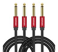 TEMU Juego de dos cables de guitarra TS de 6.5 mm a 6.5 mm de , con conectores para audio estéreo no , adecuados para guitarra eléctrica, amplificador, y mezclador