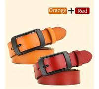 TEMU Juego de dos cinturones de para mujer, diseño, marca de cuero PU auténtico, estilo retro con hebilla de aguja, moda casual