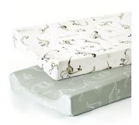 TEMU Juego de dos fundas de punto jersey ultra para cambiadores, diseñadas para adaptarse a cambiadores de 32"/34" x 16". Son , cómodas y presentan un lindo diseño para tu bebé.