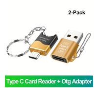 TEMU Juego de dos lectoras de tarjetas OTG Tipo C Tf/Micro SD con un adaptador OTG Tipo C hembra a USB 3.0 , compatible con iPhone 15, Samsung S23, S22, S21, S20, Xiaomi y Huawei.