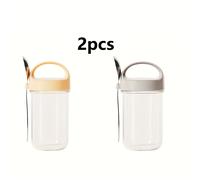 TEMU Juego de dos recipientes grandes de vidrio para yogur con ancha, perfectos para avena para , batidos o integrales, completos con una cuchara - Ideal para regalar en Halloween o Navidad