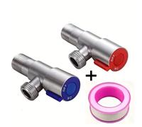 TEMU juego de dos válvulas de de acero inoxidable es adecuado para inodoros y calentadores de agua. cinta de , roscas G1/2, control ajustable de agua fría y caliente, y válvulas de entrada de grifo.