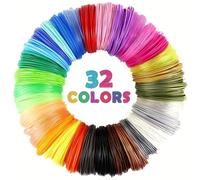TEMU Juego de filamento de impresora 3D de 320 pies, 32 colores PLA vibrantes, 10 pies por carrete, 2 protectores de dedos, suministros de impresión 3D DIY