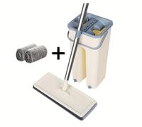 TEMU juego de fregona y con 2 almohadillas de microfibra reutilizables, adecuado para limpieza como en húmedo, ideal para todo tipo de pisos y ventanas.