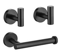 TEMU Juego de herrajes de baño negro mate, gancho de soporte para baño, cocina, montaje en pared de