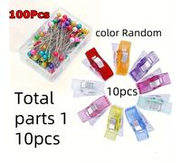 TEMU Juego de Herramientas de Costura 110 Piezas: 100 Agujas Perlas Coloridas, Aguja Grande + 10 Pinzas para Coser y Doblar Bordes