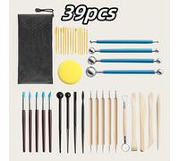 TEMU Juego de herramientas de escultura completo de 39 piezas con tallado de madera, cerámica y pinceles de modelado - Kit de tallado manual de resistencia con cuchillas, bordes lisos