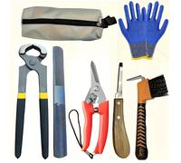 TEMU Juego de herramientas de herrador de 7 piezas de 8 pulgadas que una mini lima de raspa para cascos, tijeras de metal para y un corta cascos profesional con de mango