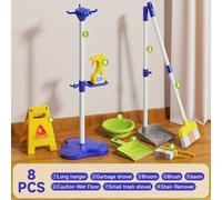 TEMU Juego de Herramientas de Limpieza para el Hogar Infantil de 8/13/17 piezas, Escoba y Fregona Desmontables con Otros Accesorios de Juguete de Limpieza
