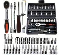 TEMU Juego de herramientas de reparación automotriz de 216/46 piezas, multifuncional con vasos, llaves y juego de carracas, de herramientas de metal duradera con compartimento de almacenamiento.