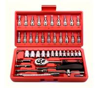 TEMU Juego de Herramientas Mecánicas 216/46 Piezas, Tamaños SAE y Métricos 1/2" 1/4" 3/8", Llave de con Carraca de 72 Dientes para Automóvil, Hogar, Garaje y Bicicleta