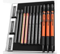 TEMU Juego de Lápices Mecánicos FourCandies 1.3mm con 48 Recambios, 3 Piezas de Cuerpo Metálico Resistente al para Carpintería y Dibujo, 3 + 12 Recambios, Regalo para San Valentín para Novio o Esposo