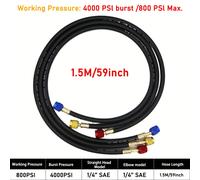 TEMU Juego de manguera de carga de CA R410A de 0.9m/1.2m/1.5m de 1/4'' SAE 800 PSI para mangueras de refrigerante de aire acondicionado HVAC R134A R12 R22 R502