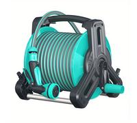 TEMU Juego de Manguera de Jardín Azul con Carrito de Carrete - Entrada de 3.65m, de 20m y Pistola de Rociado de 10 Patrones - Plástico Duradero, Ideal para el Cuidado del Césped y Jardinería