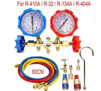 TEMU Juego de Manómetros de Manifold de Diagnóstico AC de 3 Vías para Carga Adecuado para R32 R410a R-404A R-134a Manómetro de Manifold de Refrigeración de Aire para Coche