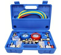 TEMU Juego de Manómetros de Manifold de Refrigerante R410A R22 R134a R404A, Kit de Carga de Refrigerante de 3 vías con Manguera de 1.2m, Acoplador y Conector