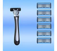 TEMU Juego de Manual de Acero Inoxidable Ultra Afilado para Hombres con 6 Capas, Diseño Elegante. 1 Mango y 6/12/18/36 Hojas de Repuesto, Ideal para el Cuidado Facial Diario de los Hombres