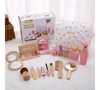 TEMU Juego de Maquillaje de Madera para Niños, Sin Manchas y Libre de Químicos. Secador de Pelo, Peine, Lápiz Labial y Más. Regalo para Aprendizaje//Halloween/Acción de Gracias/Navidad para