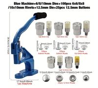 TEMU Juego de Máquina de Prensa Manual Hamoshop Azul con Troqueles Metálicos - Remaches de , Ojales a Presión y Botones de Cierre para Artesanía de Cuero y Manualidades