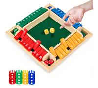 TEMU Juego de mesa de dados de madera para 2-4 jugadores, divertido juego familiar, tapete de juego para fiestas, reuniones, Halloween, regalo de Navidad.