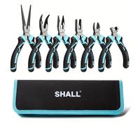 TEMU Juego de Mini Alicates SHALL, 6 Piezas, Alicates de Punta , Larga, Curva y Diagonal para Manualidades, Reparación Electrónica y Joyería con Bolsa