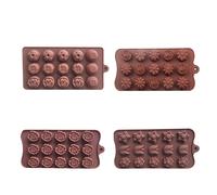 TEMU Juego de Moldes de Silicona 4pcs, Formas Antiadherentes con 15 Cavidades para Chocolate de Flor, Adecuados para Hacer Chocolate, Cubitos de Hielo, Decoración de Pasteles y Manualidades DIY