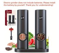 TEMU Juego de Molinillo Eléctrico para , Molino Automático de Pimienta con batería, Ajustable, Operación con una , Triturador Electrónico de Especias con Base Decorativa y Luz LED