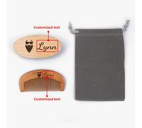 TEMU Juego de peine de barba personalizado a medida, 2 piezas Regalo para esposo y Día , cepillo de cerdas de natural y peine de acción de madera con bolsa de viaje para hombres, de barba y bigote