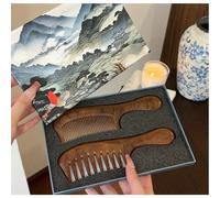 TEMU Juego de peine de madera de de 2 piezas, dientes anchos y , desenredante antiestático con deslizamiento , peines de masaje para cabello de tipo normal