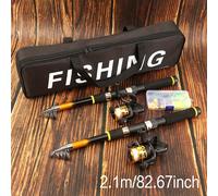 TEMU Juego de pesca con , fácil de operar con varillas duraderas y ruedas flexibles duales, equipado con accesorios