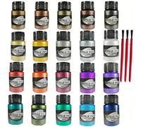 TEMU Juego de Pintura Acrílica Metálica de 20 Colores Grado Profesional con - para Artistas, Pintores y Principiantes para Pintar en , Cuero Sintético, Cerámica, Vidrio, Téxtiles, 20ml/Botella