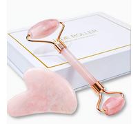 TEMU Juego de Regalo de 2 Piezas con Rodillo de Jade Artificial Rosa y Gua Sha, Herramientas de Masaje Facial para Rostro y Cuello, Regalos Rosados para Hombres y Mujeres, Herramienta de , para de la