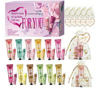 TEMU Juego de Regalo de 30 Cremas para Manos y Bálsamos Labiales para Mujeres, Regalos de Boda con Bolsitas de y Tarjetas de Agradecimiento, Detalles para Fiestas Corporativos