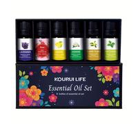 TEMU Juego de Regalo de 6 Aceites Esenciales, 0.34oz uno - Aceite Premium para difusores y humidificadores, para cera, regalo ideal para todas las ocasiones, lavanda, , rosa, pachulí, , limón