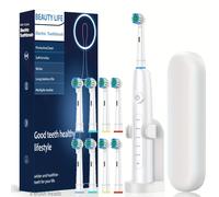 TEMU Juego de regalo de cepillo de dientes eléctrico giratorio para adultos con 8 cabezas intercambiables, 1 principal + 1 estuche de viaje 2004