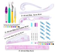 TEMU Juego de Reglas Curvas Premium Francesas - Herramienta de Costura y con Plantilla Versátil, Tijeras, Cortador y Pinza para Precisión en Medidas Métricas