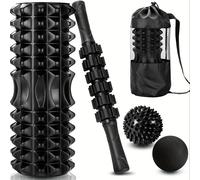 TEMU Juego de Rodillo de Espuma 4 en 1 con 2 Bolas de Masaje y Palo de Masaje para Fitness, Yoga y Pilates - Kit Profundo de Tisú