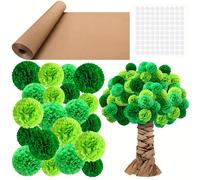 TEMU Juego de tablero de anuncios de árbol de aula verde, 3D, de bricolaje, y pom-poms de papel, adecuado para profesores de , decoración de pizarra, regreso a , decoración de habitaciones.