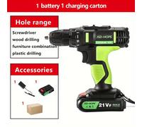 TEMU Juego de taladro/avellanador inalámbrico de 21V, taladro eléctrico con batería de litio recargable, cargador y batería, enchufe europeo