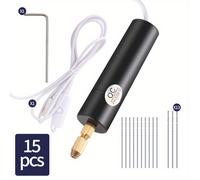 TEMU Juego de taladro eléctrico manual de 15 piezas para perforar resina de cristal acrílico y perlas, adecuado para diseño de joyería, fabricación de colgantes acrílicos y producción de llaveros