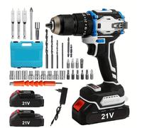 TEMU Juego de Taladro Inalámbrico Sin Escobillas 21V con Destornillador Eléctrico, Torque Impacto 25+1 Velocidades y 70N.M para Batería Makita