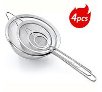 TEMU Juego de Tamices de Acero Inoxidable con Mango, Colador de Malla para Té, Frijoles, Filtración de Aceite y Más, Herramienta de Cocina Reutilizable y Duradera en Tamaños